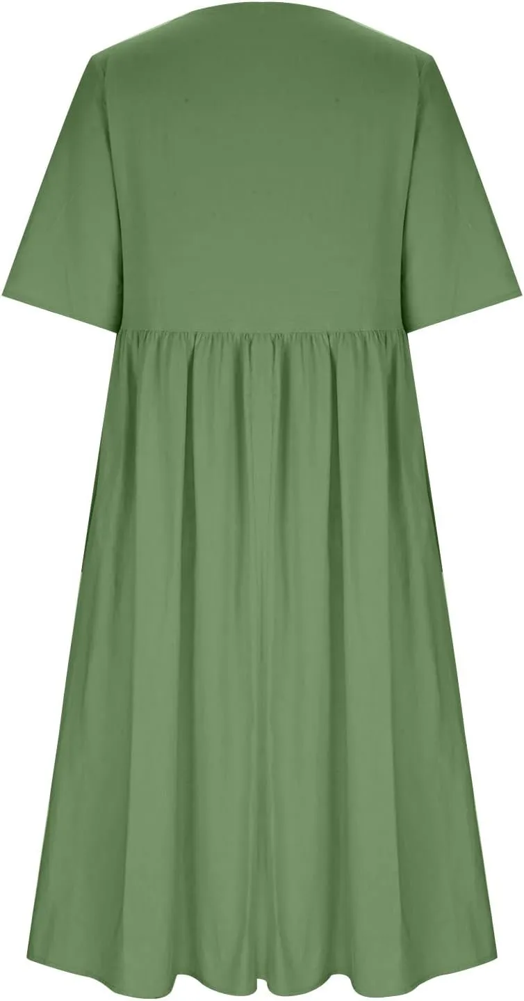 Summer Dresses for Women 2025 Floral Dress Short Sleeve Shirt Dresses Plus Size Maxi Dress Beach Vacation Sundresses