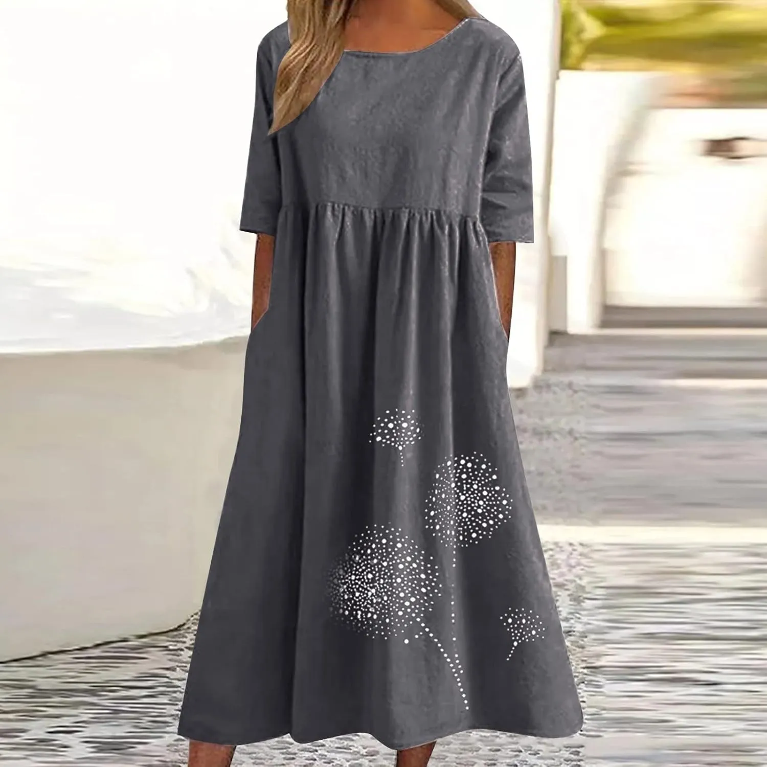 Summer Dresses for Women 2025 Floral Dress Short Sleeve Shirt Dresses Plus Size Maxi Dress Beach Vacation Sundresses