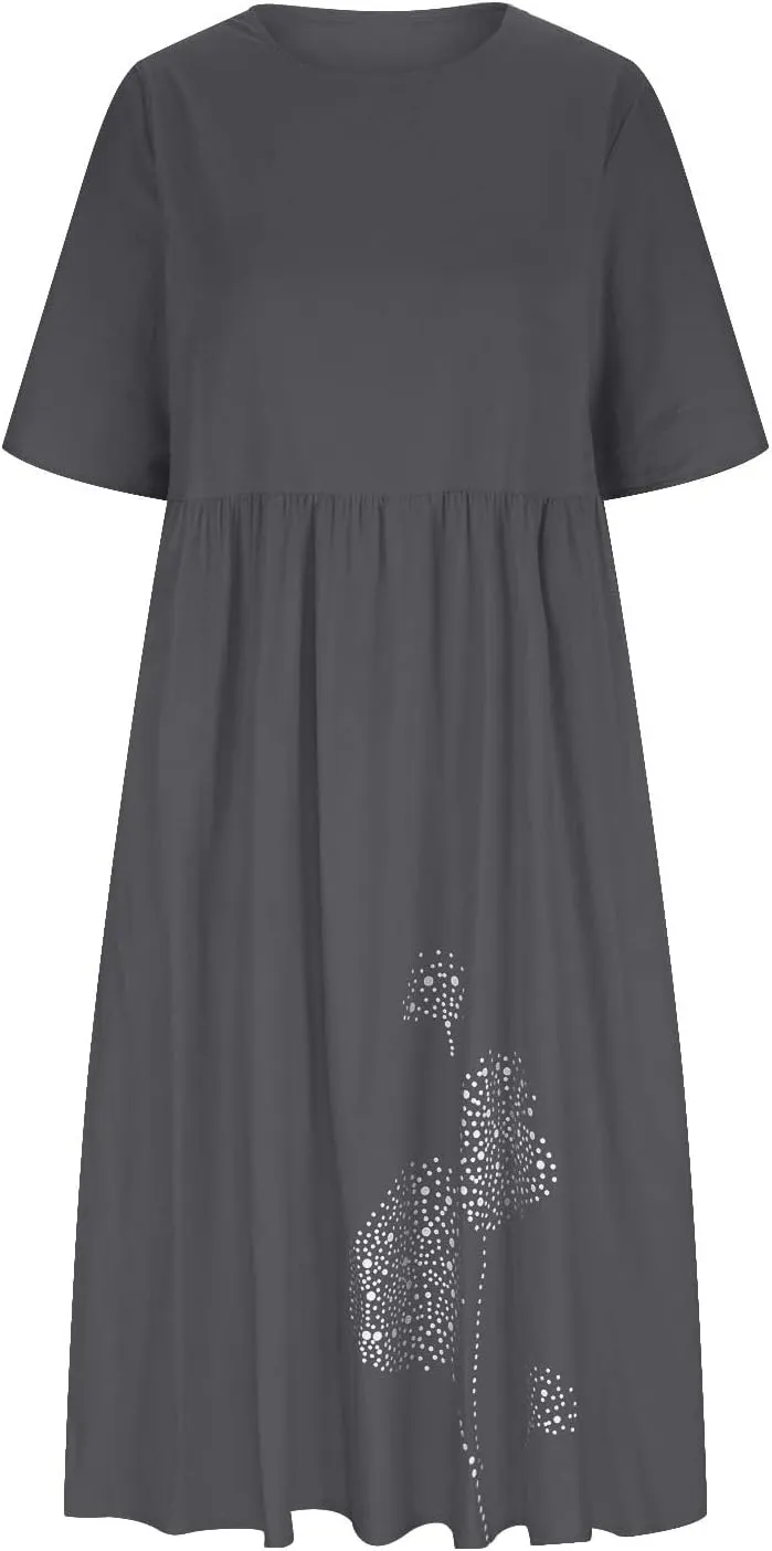 Summer Dresses for Women 2025 Floral Dress Short Sleeve Shirt Dresses Plus Size Maxi Dress Beach Vacation Sundresses