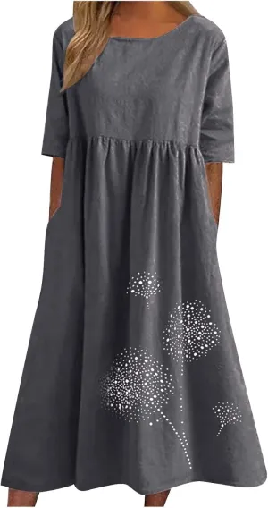 Summer Dresses for Women 2025 Floral Dress Short Sleeve Shirt Dresses Plus Size Maxi Dress Beach Vacation Sundresses