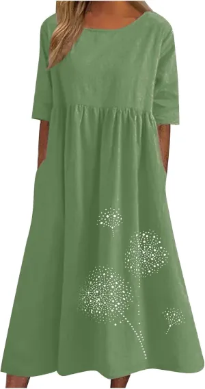 Summer Dresses for Women 2025 Floral Dress Short Sleeve Shirt Dresses Plus Size Maxi Dress Beach Vacation Sundresses