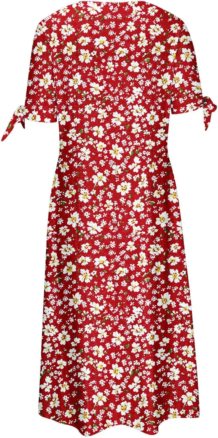 Summer Dresses for Women 2025 Plus Size Wedding Guest Maxi Dress Beach Vacation Sundress Short Sleeve Eyelet Dresses