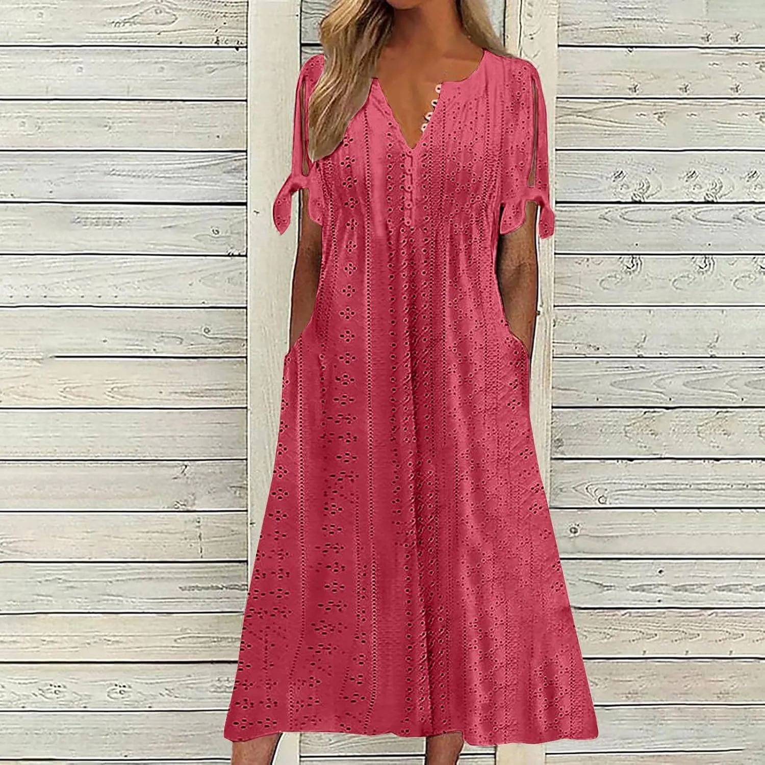 Summer Dresses for Women 2025 Plus Size Wedding Guest Maxi Dress Beach Vacation Sundress Short Sleeve Eyelet Dresses