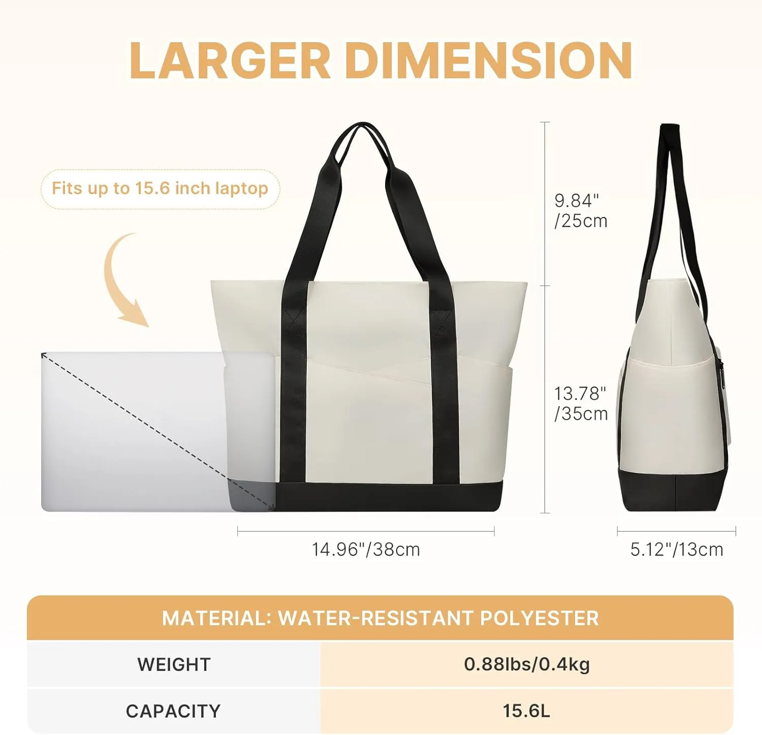 Travel Tote Bag for Women, Large Tote Handbag with Zipper, Beach Bag with Multi Pockets for College Work Shopping