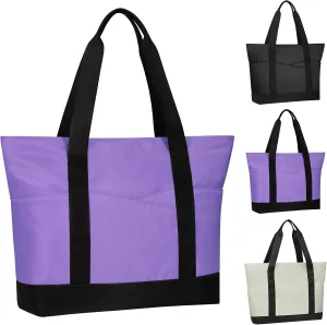 Travel Tote Bag for Women, Large Tote Handbag with Zipper, Beach Bag with Multi Pockets for College Work Shopping
