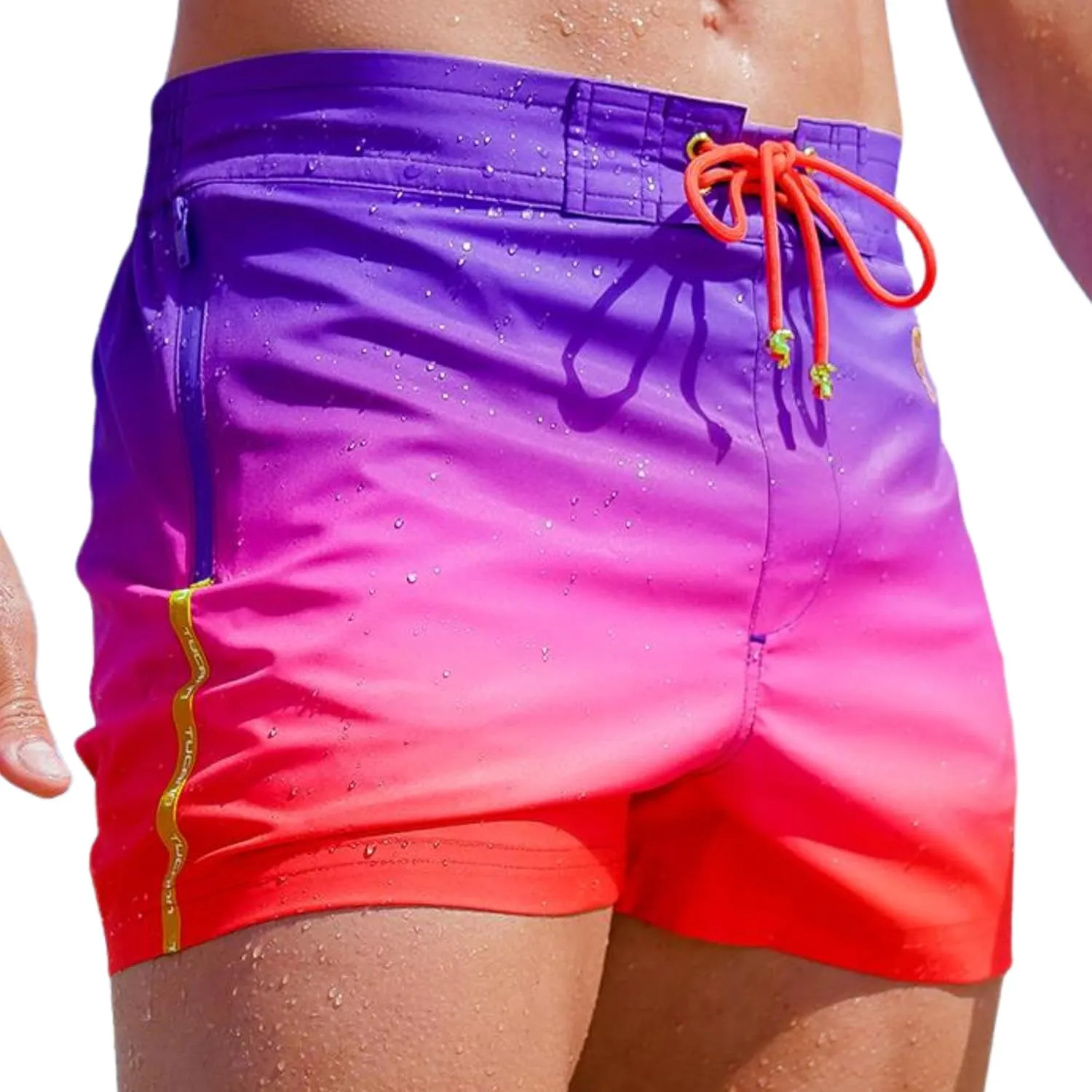 Tucann Men's Trunks 3" Compression Liner Quick Dry Zipper Pocket Chlorine Resistan 4 Way Stretch Faded Swim Shorts for Men