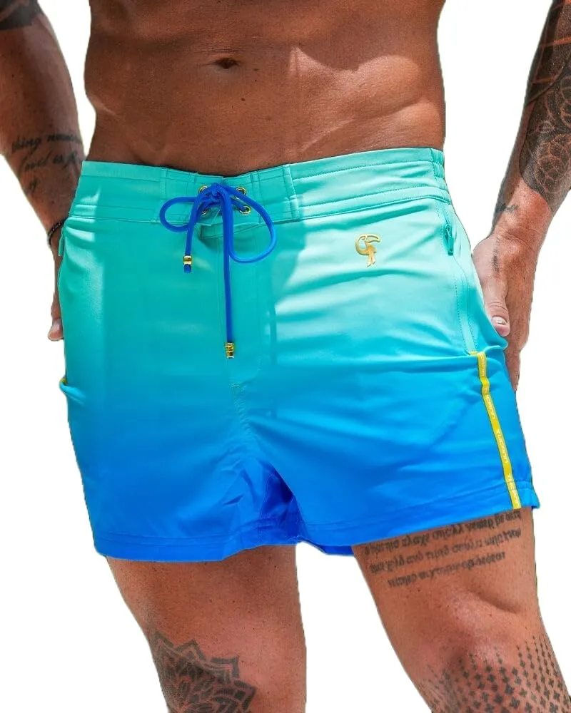 Tucann Men's Trunks 3" Compression Liner Quick Dry Zipper Pocket Chlorine Resistan 4 Way Stretch Faded Swim Shorts for Men