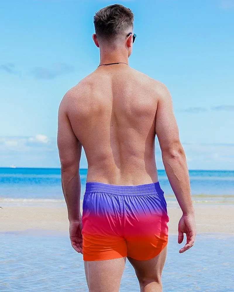 Tucann Men's Trunks 3" Compression Liner Quick Dry Zipper Pocket Chlorine Resistan 4 Way Stretch Faded Swim Shorts for Men