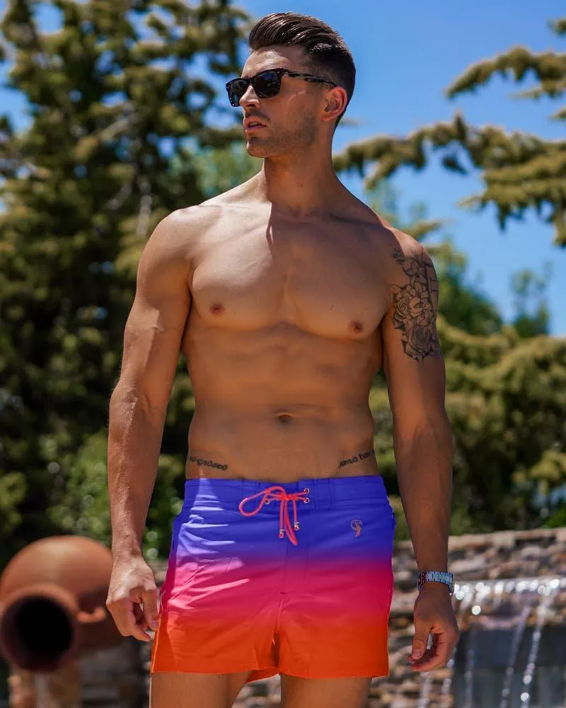 Tucann Men's Trunks 3" Compression Liner Quick Dry Zipper Pocket Chlorine Resistan 4 Way Stretch Faded Swim Shorts for Men