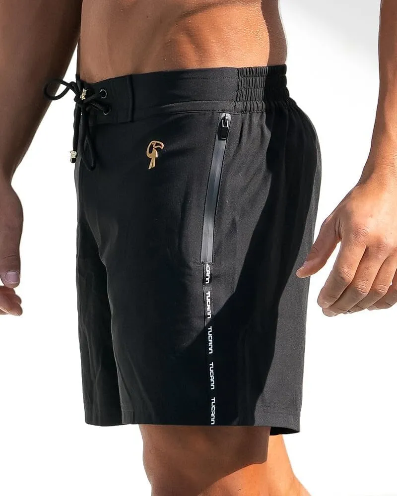 Tucann Men's Trunks 5" Compression Liner Quick Dry Zipper Pocket Chlorine Resistan 4 Way Stretch Solid Swim Shorts for Men
