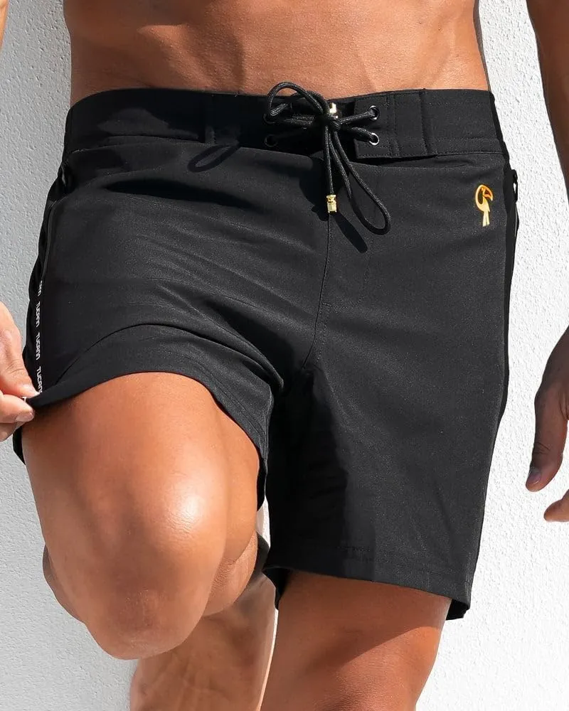 Tucann Men's Trunks 5" Compression Liner Quick Dry Zipper Pocket Chlorine Resistan 4 Way Stretch Solid Swim Shorts for Men