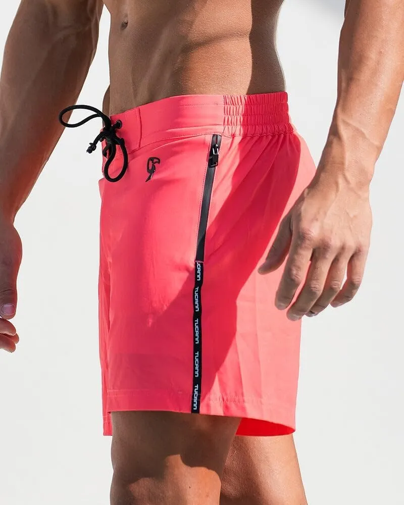Tucann Men's Trunks 5" Compression Liner Quick Dry Zipper Pocket Chlorine Resistan 4 Way Stretch Solid Swim Shorts for Men