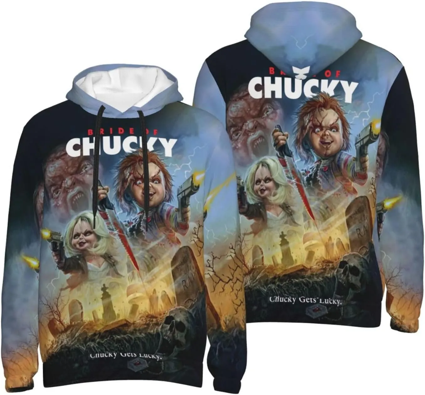 Unisex Chu-Ck Pullover Hoodie 3d Print Graphic Hoodies With Front Pocket Novelty Hoodie Sweatshirt For Men Women
