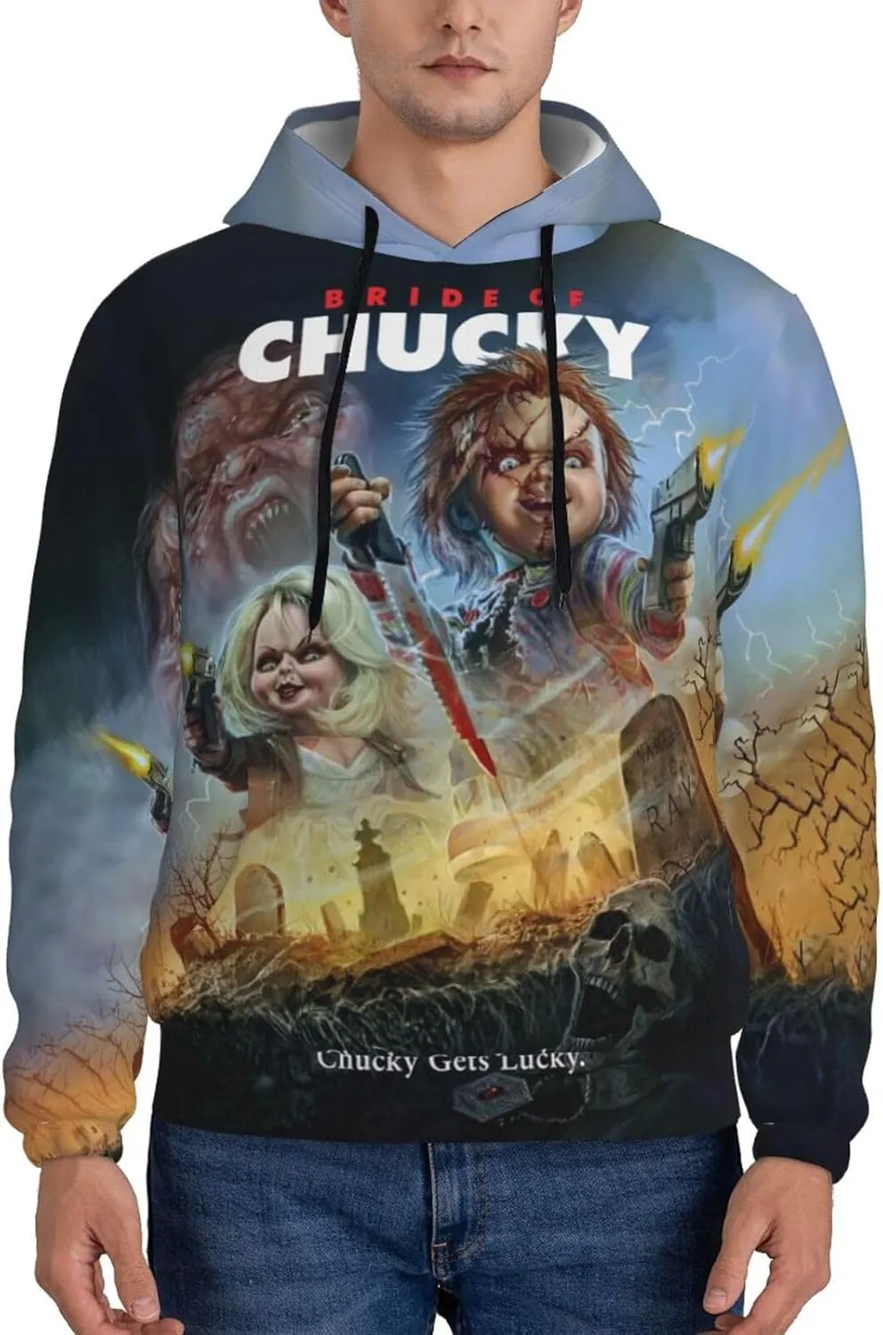 Unisex Chu-Ck Pullover Hoodie 3d Print Graphic Hoodies With Front Pocket Novelty Hoodie Sweatshirt For Men Women