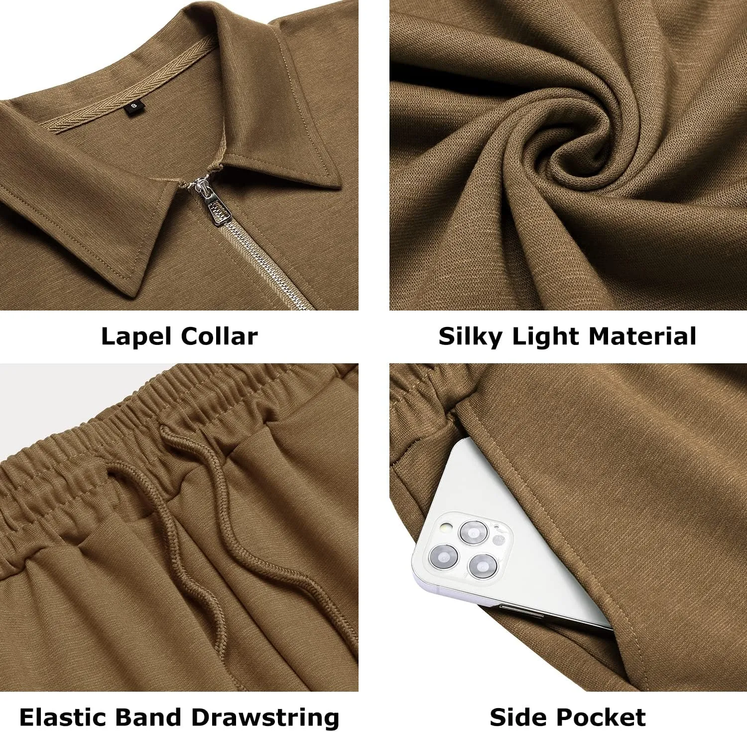 URRU Mens Short Sleeve Casual Polo Shirt and Shorts Sets Two Piece Summer Outfits Zip Polo Tracksuit Set for Men S-XXL