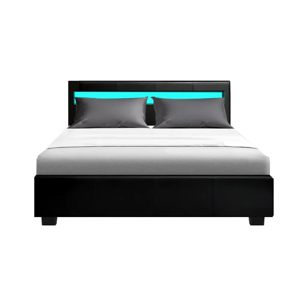 Wanda LED Storage Double Bed Frame Black