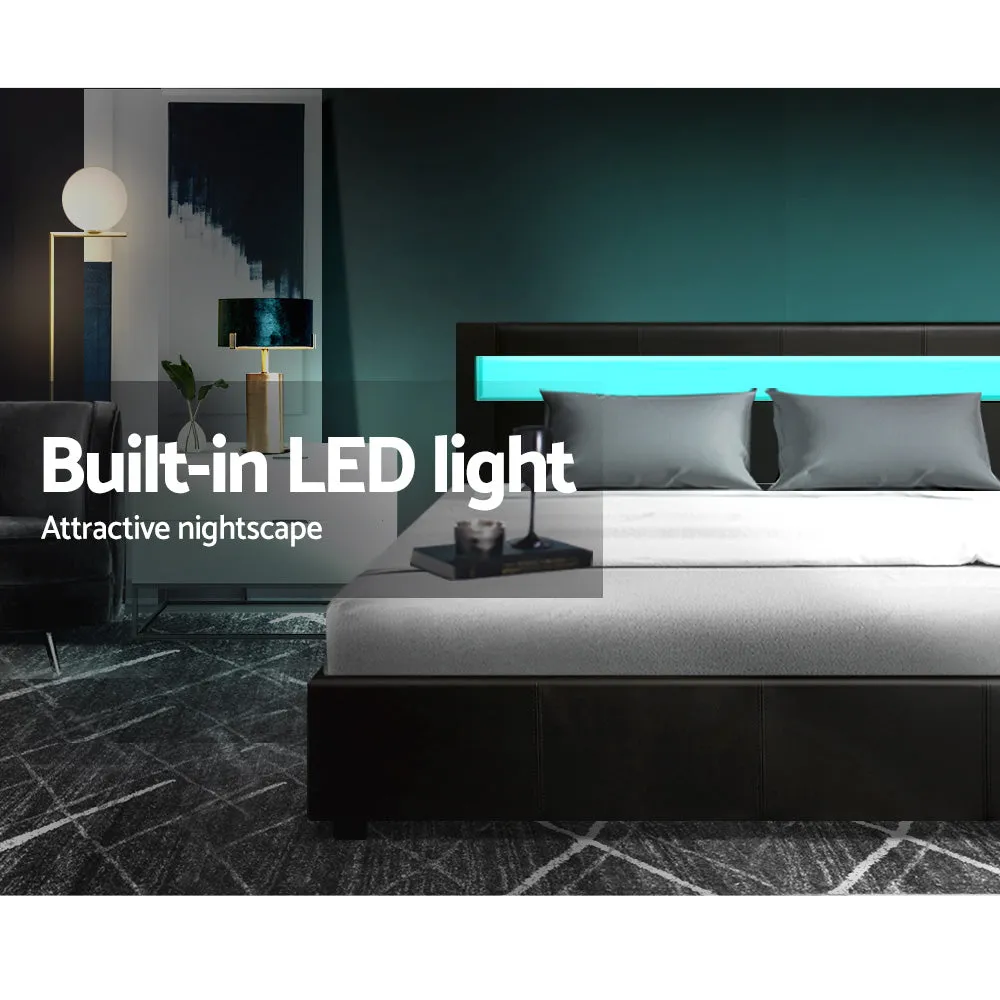 Wanda LED Storage Double Bed Frame Black