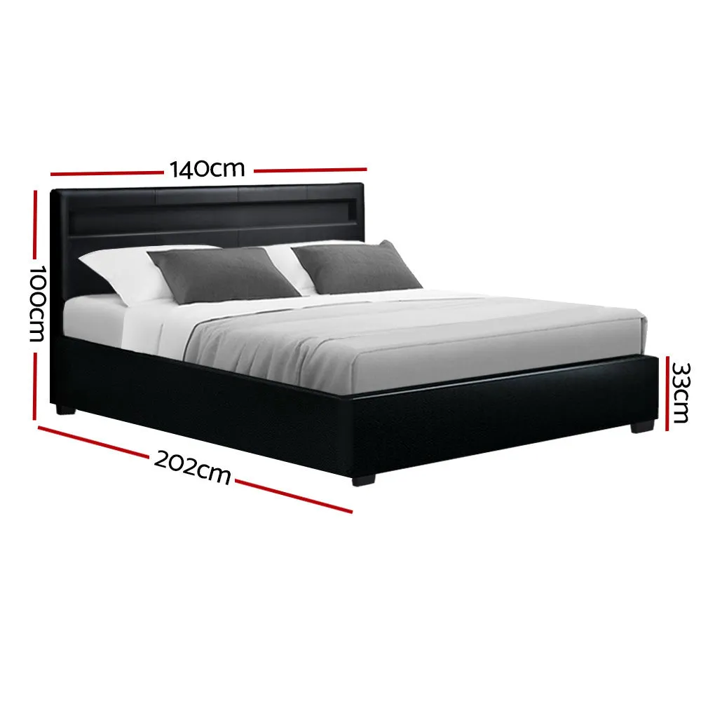 Wanda LED Storage Double Bed Frame Black