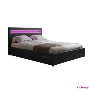 Wanda LED Storage Queen Bed Frame Black