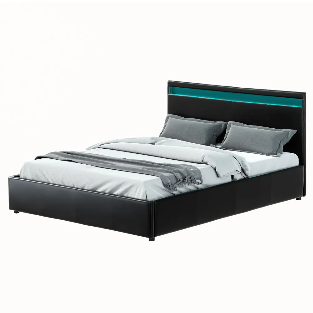 Wanda LED Storage Queen Bed Frame Black