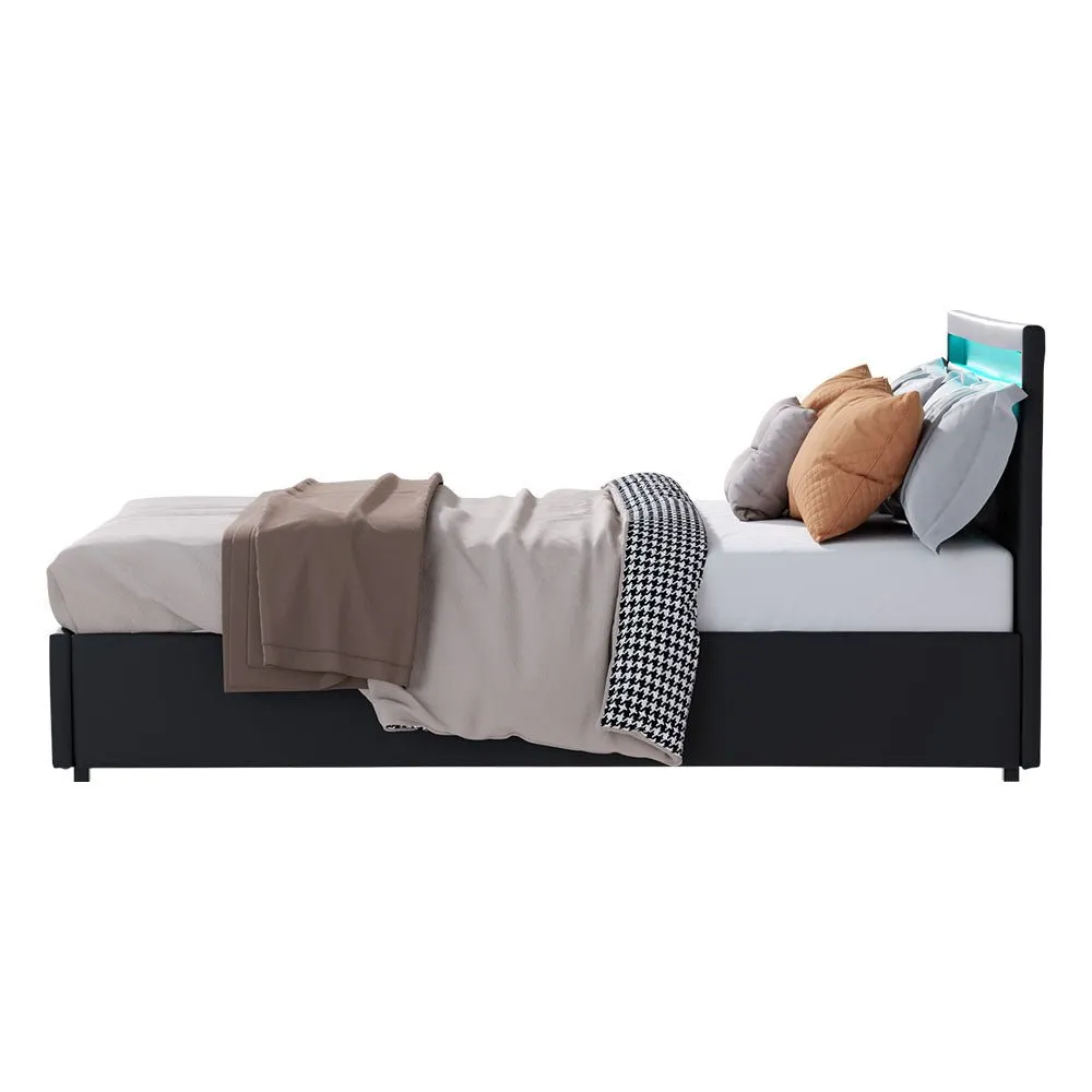 Wanda LED Storage Queen Bed Frame Black
