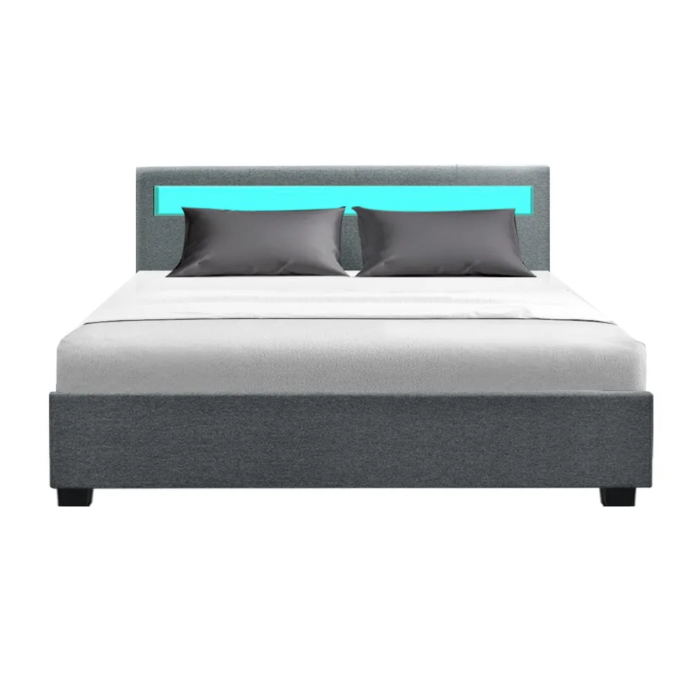 Wanda LED Storage Queen Bed Frame Grey