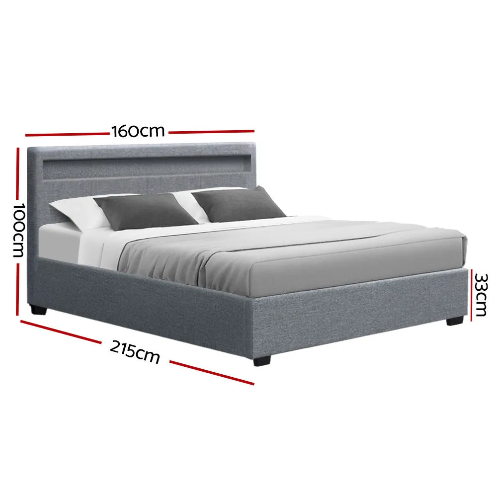 Wanda LED Storage Queen Bed Frame Grey