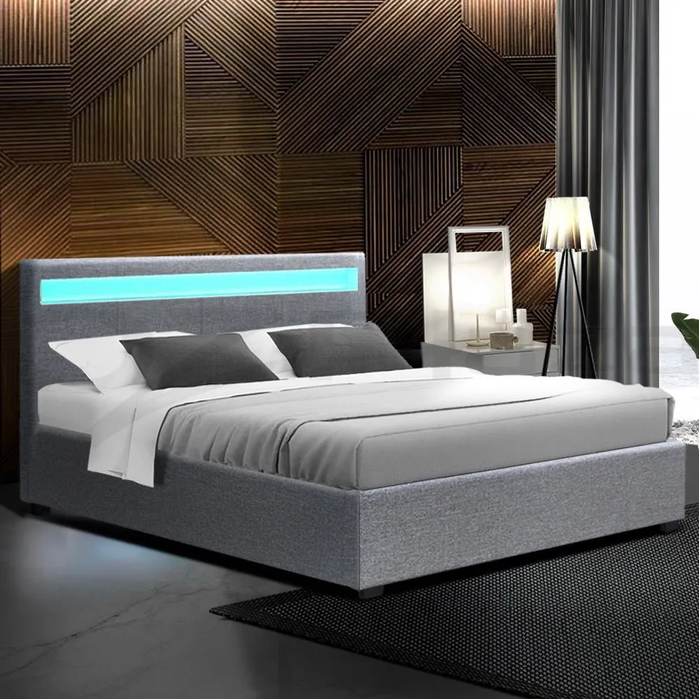 Wanda LED Storage Queen Bed Frame Grey