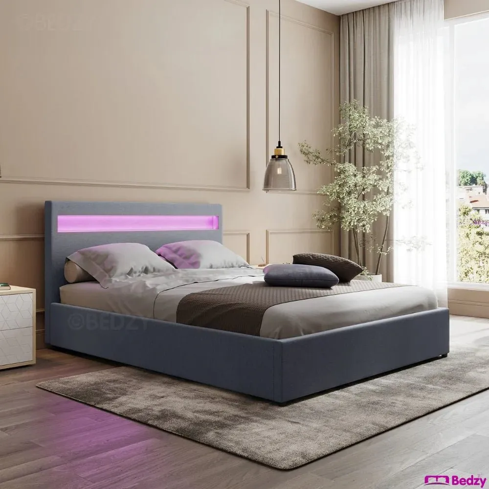 Wanda LED Storage Queen Bed Frame Grey