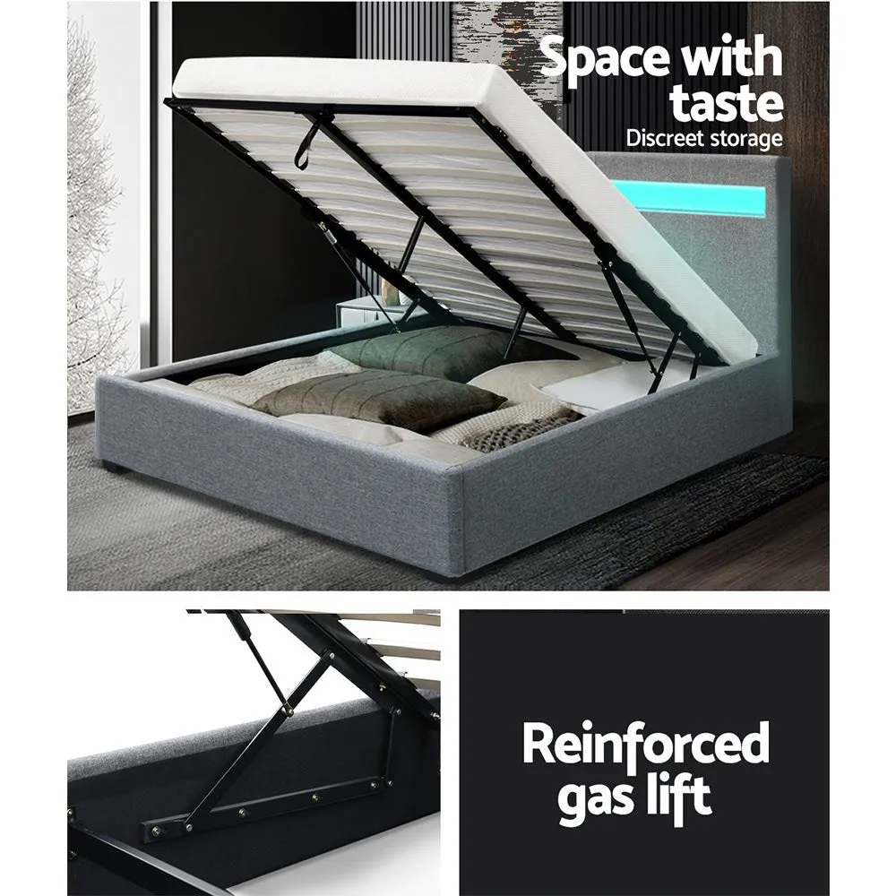 Wanda LED Storage Queen Bed Frame Grey