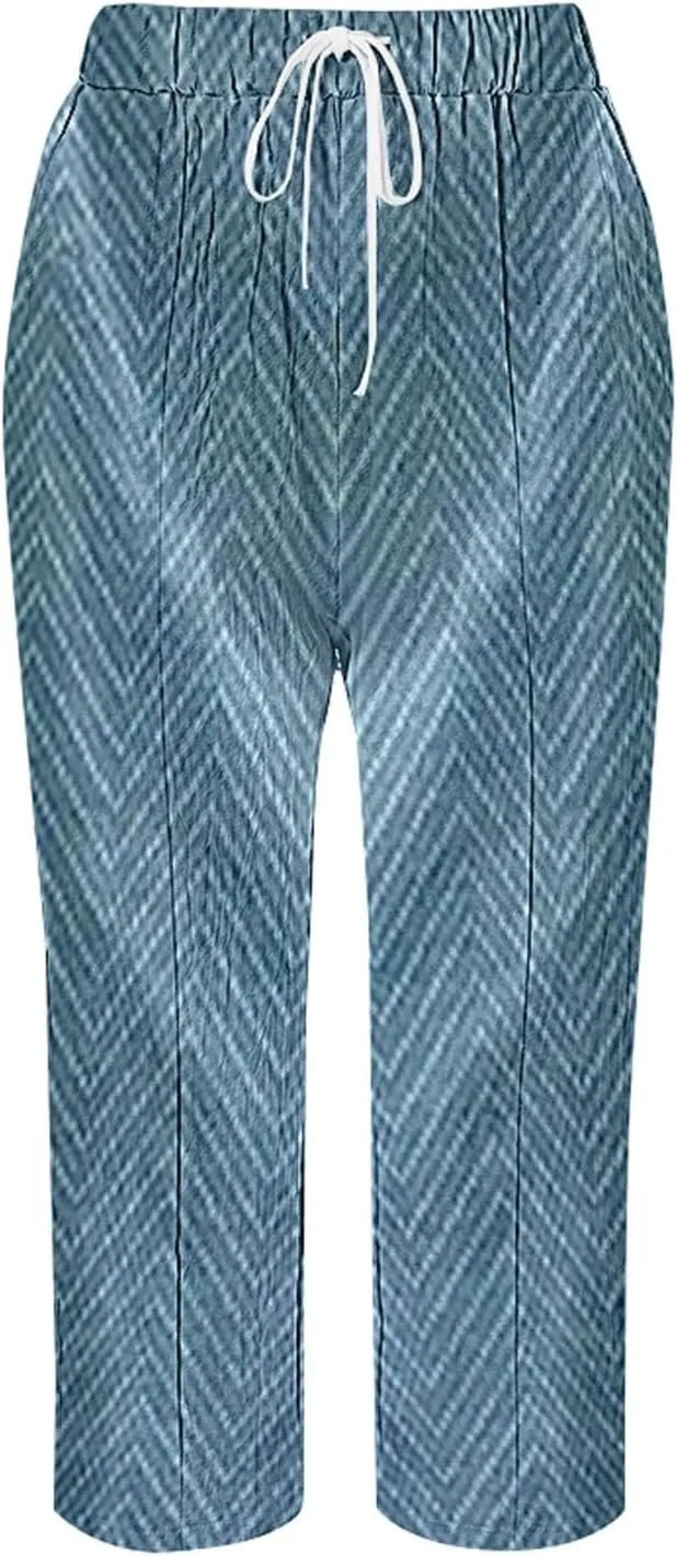 Women's Bottoms and Summer Casual Drawstring Pants Wide Leg Casual Cotton Linen Pants Work Pants Women Tummy Control