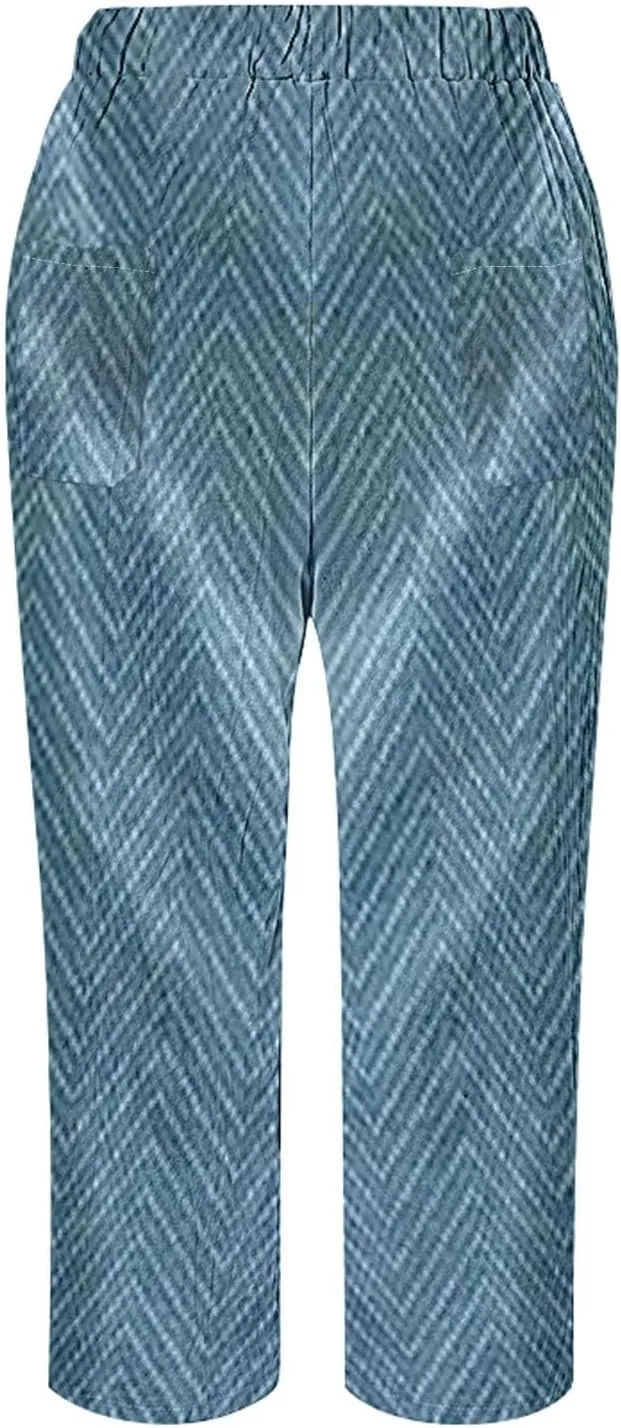 Women's Bottoms and Summer Casual Drawstring Pants Wide Leg Casual Cotton Linen Pants Work Pants Women Tummy Control