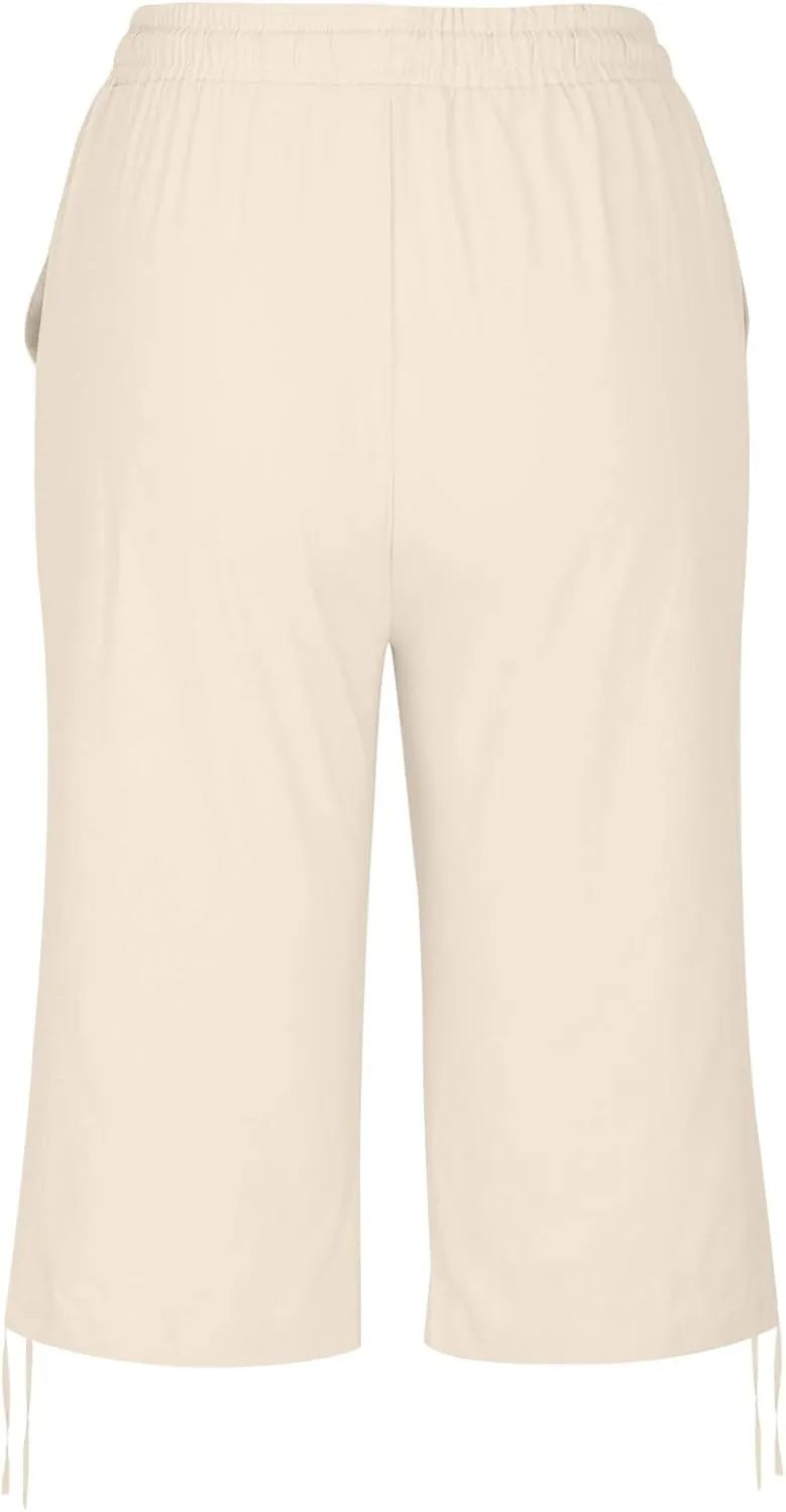 Women's Cotton Linen Summer Palazzo Pants Loose Cotton and Linen Pants Summer Drawstring Waist Wide Leg Pants
