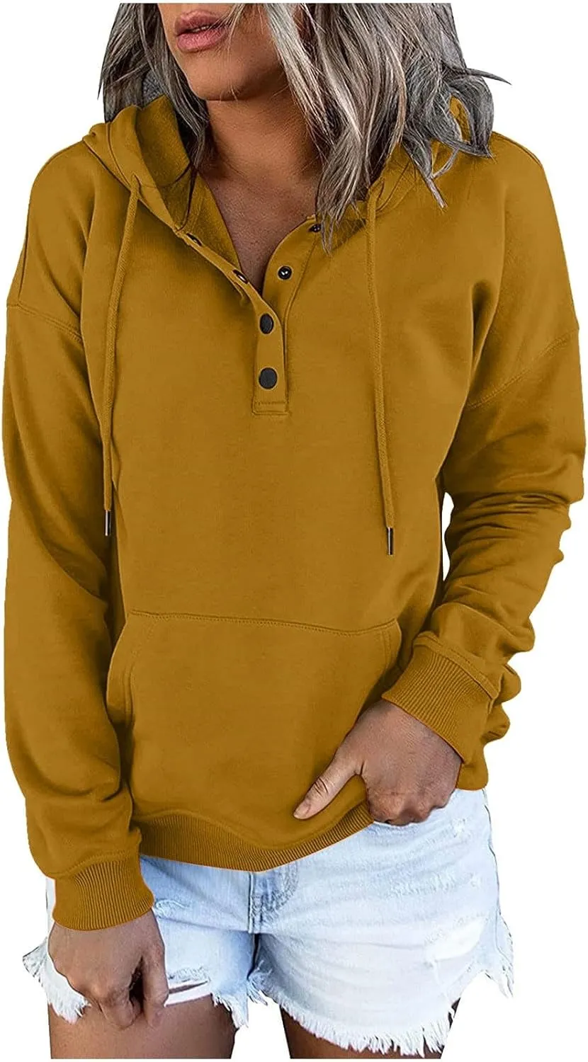 Women's Hooded Sweatshirts Fleece Casual Basic Long Sleeve Y2K Hoodies Pullover Tops 2023 Fall Trendy Clothes