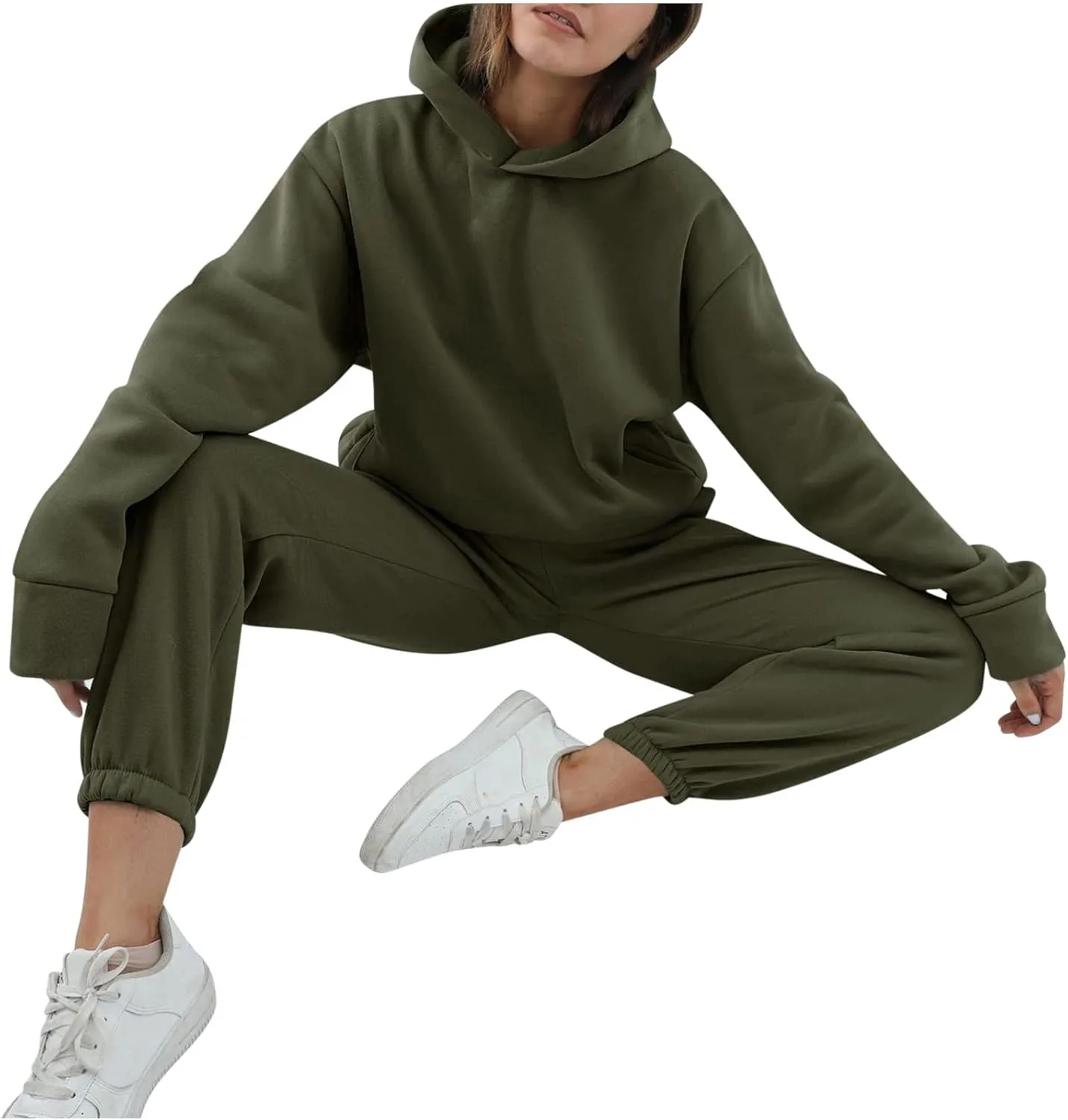 Women's Oversized Hoodie Sweatshirt Matching Jogger Sweatpants Lounge Set Tracksuit Outfits Fall Chunky Lounge Set