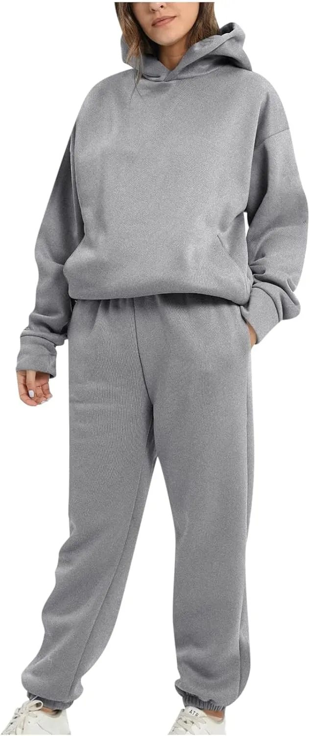 Women's Oversized Hoodie Sweatshirt Matching Jogger Sweatpants Lounge Set Tracksuit Outfits Fall Chunky Lounge Set