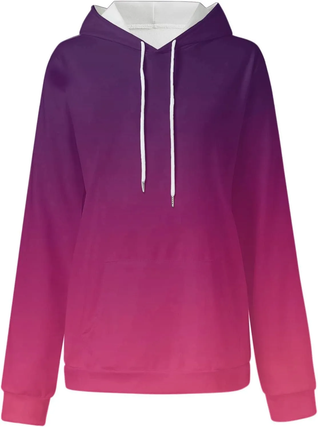 Women's Oversized Y2K Hoodies Pullover Tops Gradient Hooded Sweatshirts Fall Fashion Pocket Long Sleeve Blouse Outfits
