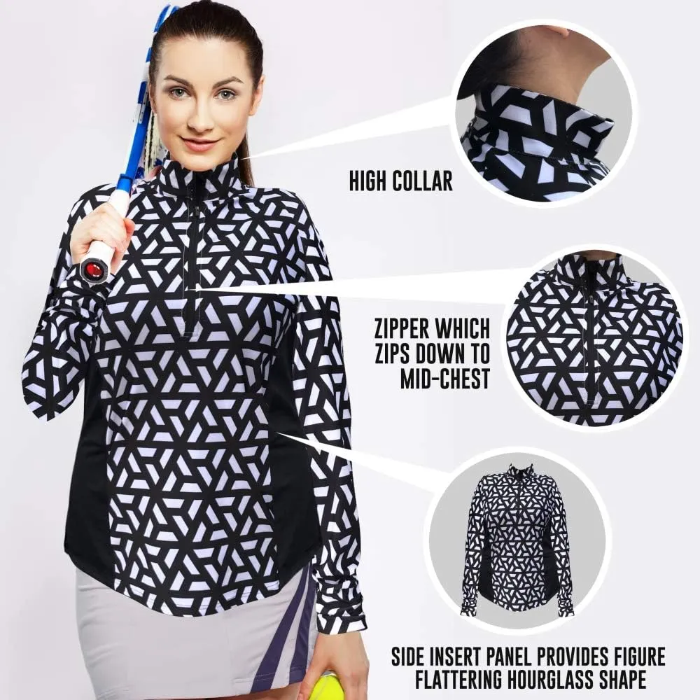 Women's Tennis Golf Running Pullover Sports Jacket, Half Zip, Pocket