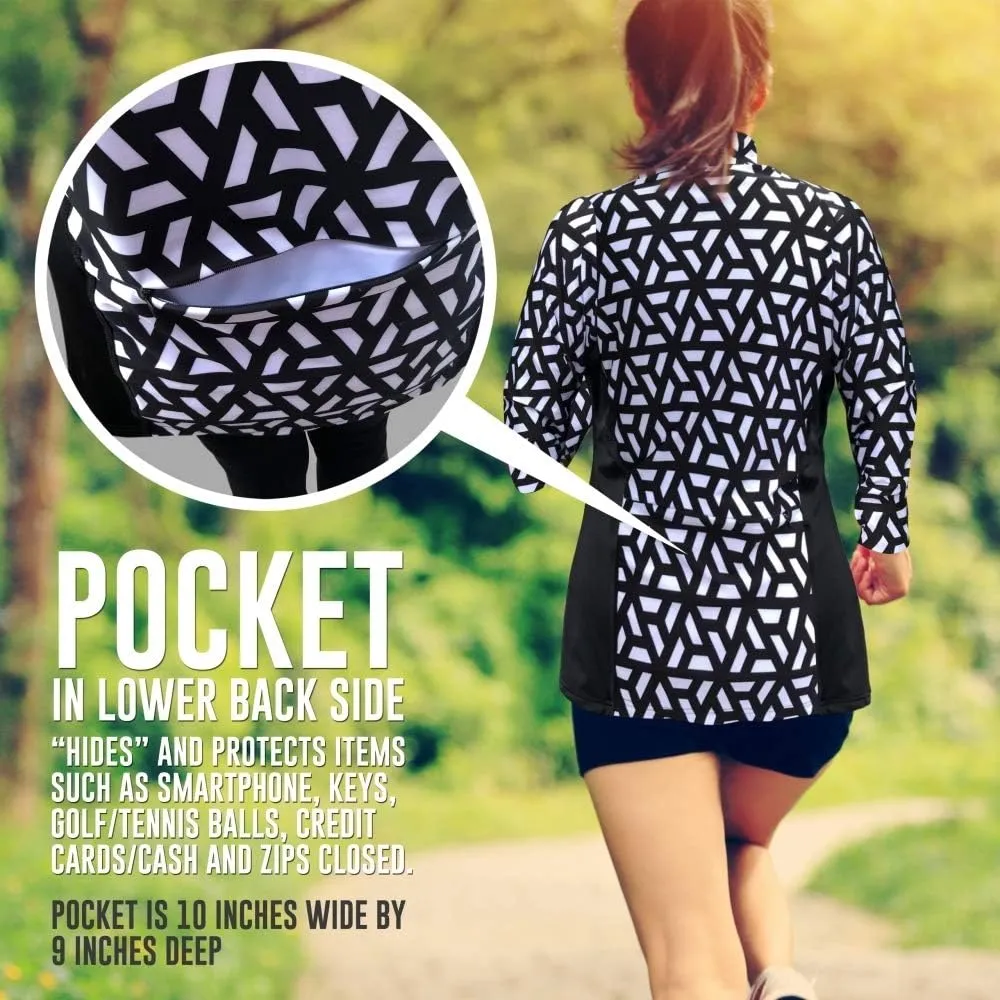 Women's Tennis Golf Running Pullover Sports Jacket, Half Zip, Pocket